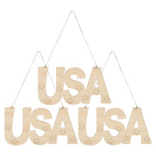 3Pcs Khaki Wooden Usa Plaque DIY Craft Sign for Independence Day Decor