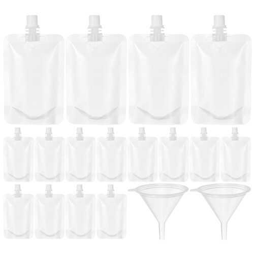 50Pcs Plastic Beverage Bags with Spout Self-Sealing Leakproof Design