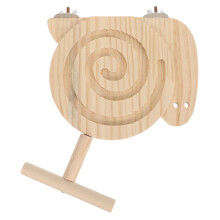 Khaki Bird Feeding Puzzle Toy Wooden Foraging Perch for Cage Birds
