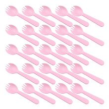 200Pcs Pink Plastic Dessert Forks 3-Prong for Fruit Cake and Party Use