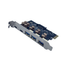 Placa de Expansão PCI-e 1X USB 5Gbps 3xUSB-A + 2xUSB-C PCIE para USB3.2 Gen1 5Gbps Adaptador PCI-e para USB 3.2 Tipo C Expand HUB