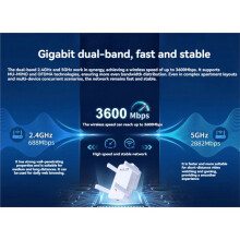 Repetidor WiFi BE5100 7 de 5100 Mbps, Dual Band 2.4GHz/5.8GHz, Extensor de Alcance Sem Fio, Amplificador de Sinal Wi-Fi, Plugue Do Reino Unido
