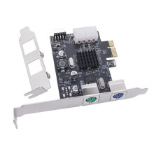 PCIe to PS/2 Keyboard Mouse Expansion Card PCI-Ex1 to 2 PS/2 Adapter Card USB2.0 Pin MCS9990CV Chip for PC