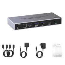 KVM DP MST con Doppio Monitor, Ingresso 2DP/USB 3.0, Uscita 2HD 4K 60Hz, per La Condivisione di Tastiera, Mouse e Stampante Tra 2 PC o 2