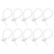 20Pcs Reusable Silicone Cable Ties 5 Inch White Adjustable Zip Straps for Tangle Cord Management