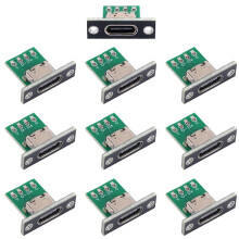 10 Conectores USB C para Montaje en Panel, con Placa de Circuito Impreso, 24 Pines USB Tipo 2.0, Convertidor de Puerto USBBC para Montaje en Panel.