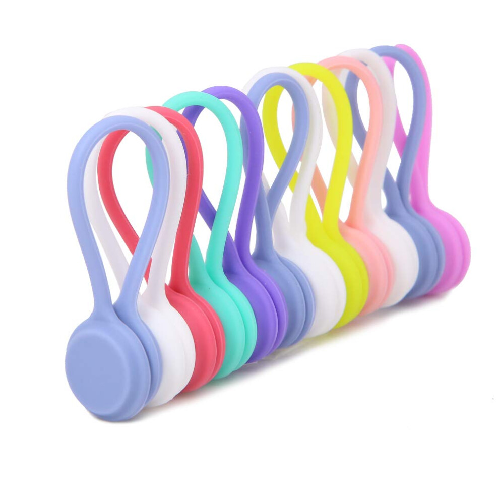 12Pcs Magnetic Cable Organizer And Silicone Twist Ties, Reusable Multicolor Cord Clips For Earphones And Chargers 9310869827375