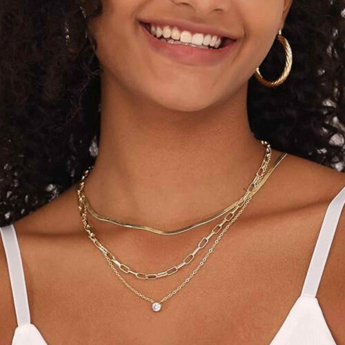 Κολιέ με στρογγυλή κοπή Moissanite, μινιμαλιστικό κόσμημα με στεφάνη από επιχρυσωμένο 1