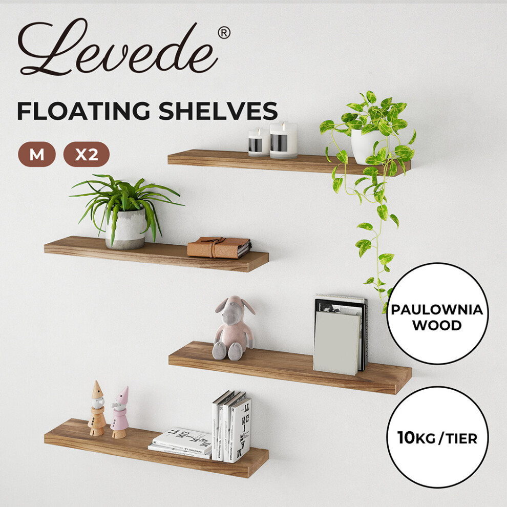 Levede 2Pcs Wooden Floating Shelves 23.5In 61Cm
