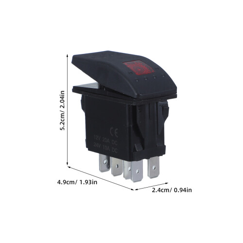 Reflective Start Stop Rocker Switch for Rv Generator Red Plastic 1