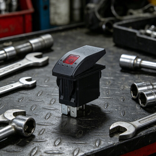 Reflective Start Stop Rocker Switch for Rv Generator Red Plastic 2