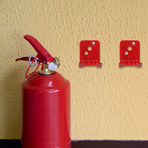 8Set Red Fire Extinguisher Bracket Holder Iron Plastic Home Wall Mount 2