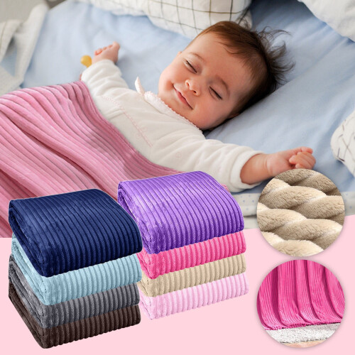 Ribbed Flannel Throw Blanket 28 x 40 Inch 2