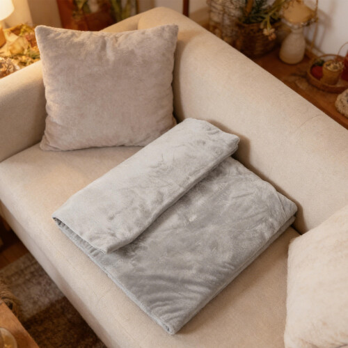 Grey Electric Heating Pad Cover Plush Flannel Sleeve Comfortable 2