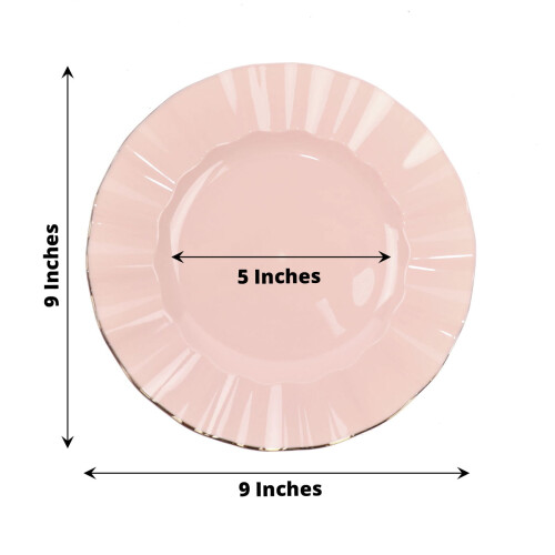 Conjunto de 10 pratos de jantar de plástico rosa dourado, 23 cm (9 polegadas) 2