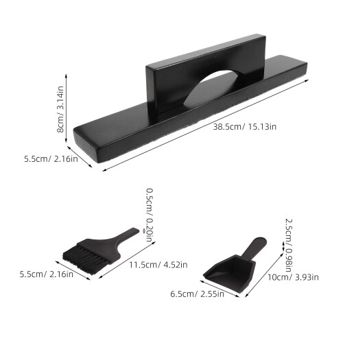 1Set Lightweight Black Shuffleboard Table Cleaning Brush and Broom Set 1