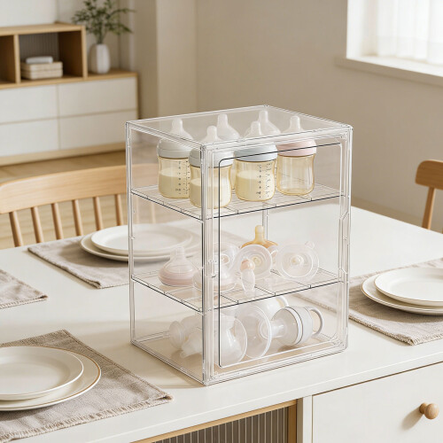 Stackable Transparent Acrylic Baby Feeding Bottle Storage Drawer 2