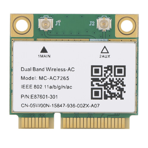 Κάρτα δικτύου Mini PCI E Half Height, διπλή ζώνη 2.4G5Ghz AC7265Ασύρματη τεχνολογία με υποστήριξη