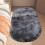 Fluffig grå, lurvig sovrumsmatta oval 86x112 cm 5