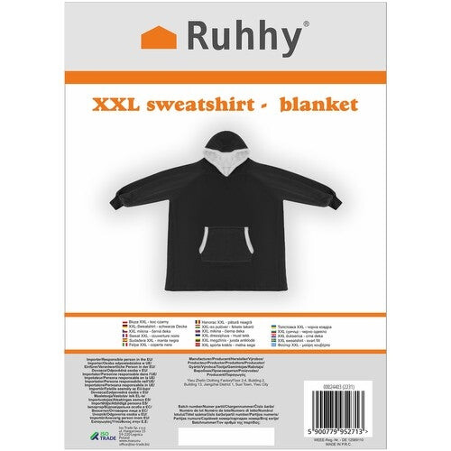 XXL sweatshirt - tæppe sort Ruhhy 24403 2