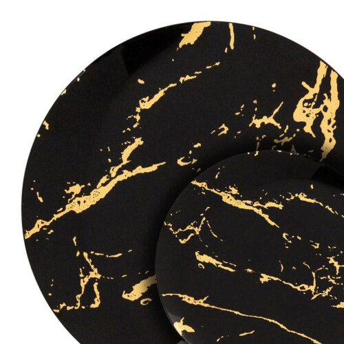 VeZee Gold Stroke 9-tommer engangstallerkener sorte 1