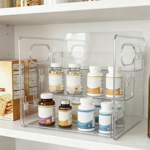 Transparent Pill Organizer Stand for Portable and Home Storage 2