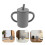 Grey Silicone Elderly Sippy Cup with Handles Spillproof Straw Mug 6