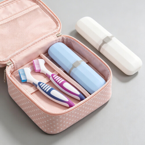 1Set Portable Denture Brush Case with Sealed Lid for Braces Storage 2