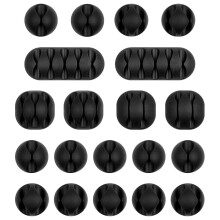 Cable Clips 20 Pack Adhesive Black Wire Cord Holders for Desk USB Cable Management Organizer