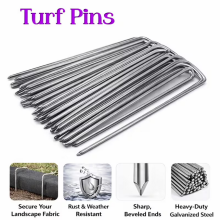 100x Galvanised Garden U Pins Staples for Artificial Grass Turf Weed Mesh Pegs