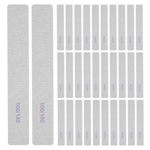 50Pcs Salon Quality Nail Files 100/180 Grit Grey Eva Buffer Tools
