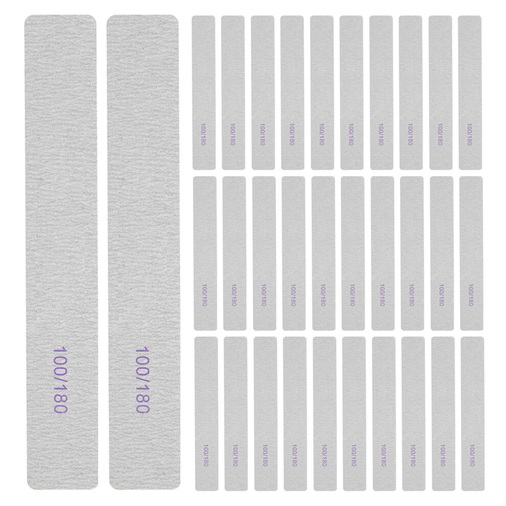Grey 50Pcs Salon Quality Nail Files 100/180 Grit Eva Buffer Tools