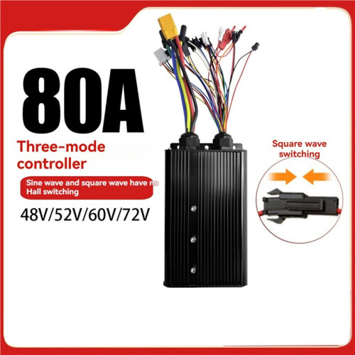 Electric Scooter Sine Wave/Square Wave Interchange Controller 48V-72V 80A Tri-Mode 18-Pole E-Bike Controller 1