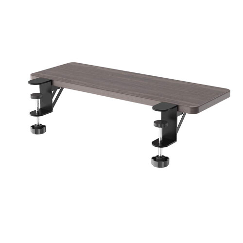 Adjustable ClampOn Keyboard Tray with Foldable Extension Design, Drill Desk Extender, Solid Wood Finish