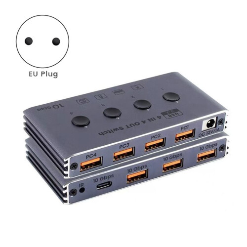 USB3.2 Switcher 4 in 4 Out Splitter 4 Computer Teilen USB Switcher for PC Laptop Keyboard EU Plug 1