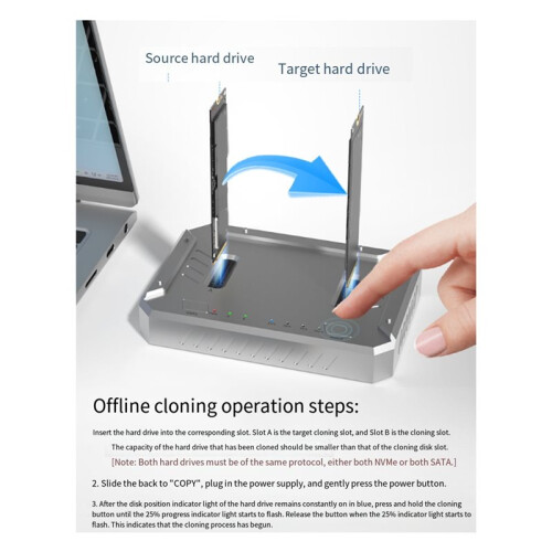 Dock per Hard Disk M.2 A Doppio Alloggiamento, Copia Offline NVMe/, Box SSD da 10 Gbps, Type-C 1
