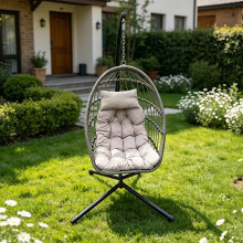Fimous Rattan Single Egg Hanging Chair & Cushion
