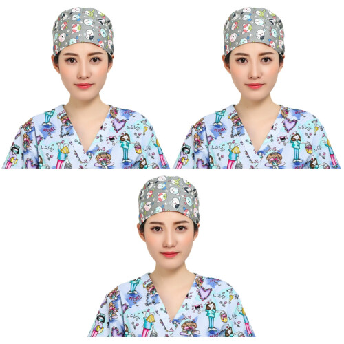 3Pièces Bonnets Scrub Multicolores En Coton Ergonomique Et Durable 1