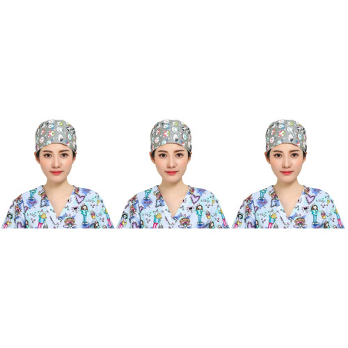 3Pièces Bonnets Scrub Multicolores En Coton Ergonomique Et Durable 2