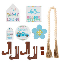 Houten etagère decoratieset, rustiek, 3 lagen