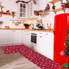 Ensemble de 2 tapis de sol de cuisine décorés pour Noël