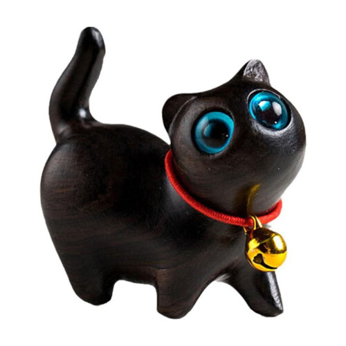 Minifigur av träkatt – sandelträ, 4,4 cm