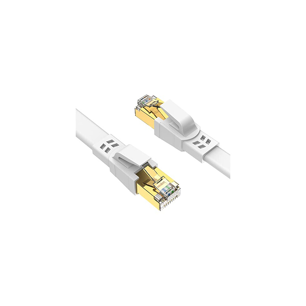 Cat8 Ethernet Cable 4M Speed Shielded Flat Rj45 Internet Cable For Gaming And Router Â White 9310869828068