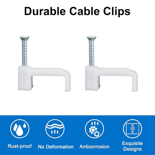 200Pcs 10mm Cable Clips White Flat Wire Holders for Easy Cable Management and Quick Setup 2