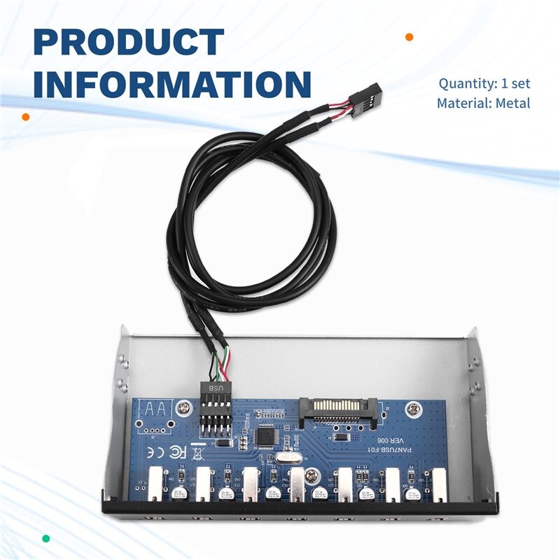 7-Port USB 2.0 Hub 5.25-Inch Front Panel Optical Drive Bracket PC Case ...