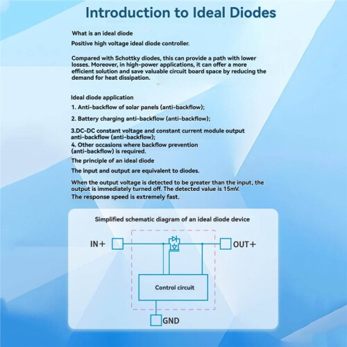 40V 50A Ideal Diode Controller Module 0.7 Milliohms Internal Resistance Solar Backflow Prevention Module 2