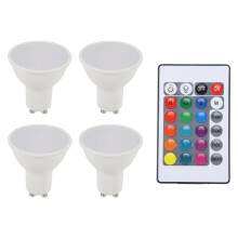 4pcs Gu10 Bulbs and 1remote Control with Memory Function 17colors Changeable Spot Ligh 4dynamic Lighting Modes Spotlight