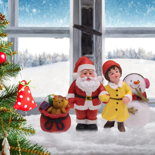 Christmas snowman and brown bear ornaments set 1