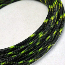 5M x 8mm Yellow Green Black PET Braided Sleeving, Expandable Cable Sleeve for Abrasion‑Resistant Wire Management