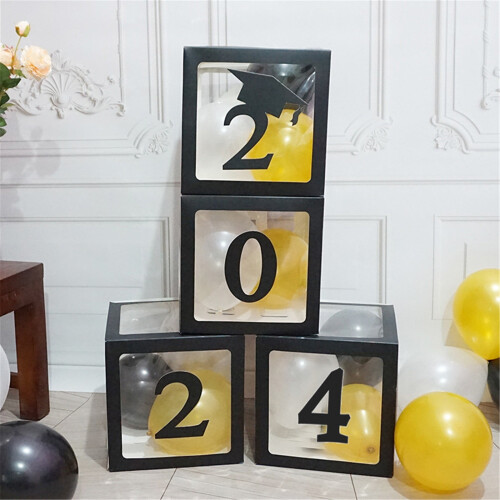 Graduation Balloons with Transparent Boxes 4 Pcs 1
